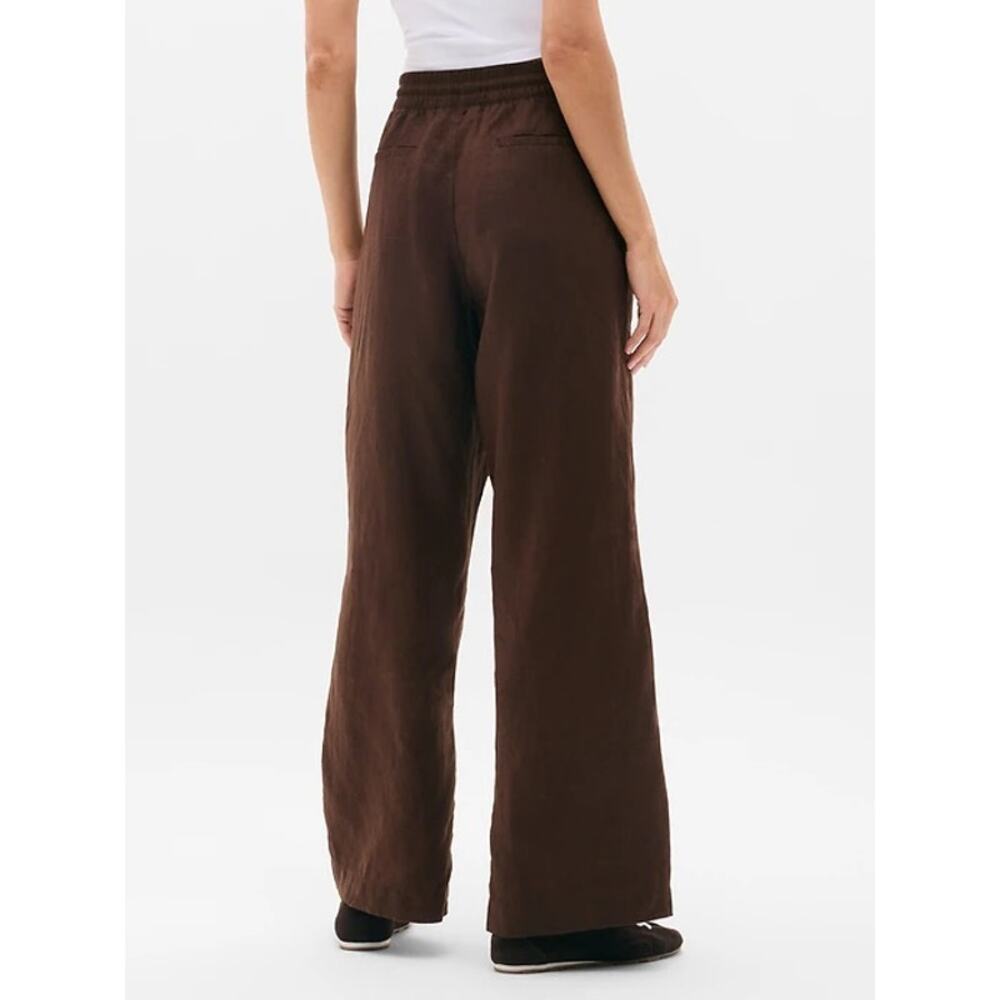Athleta Retreat Wide Leg Linen Hi-Rise Pull On Pants Chocolate Brown Sz. XXS - Picture 2 of 7